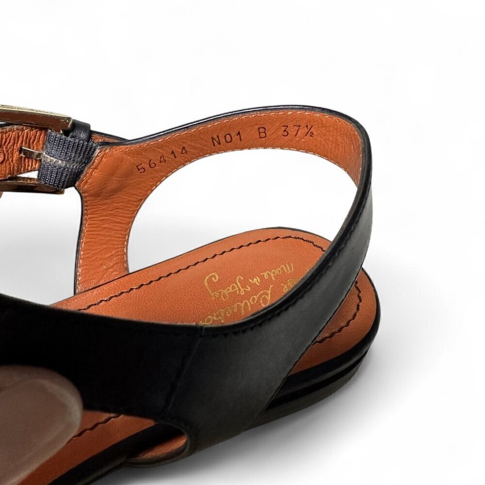 Santoni Women's Toe Strap Sandals In Black w Gold Accents sz EU 37.5 NWOB - Picture 10 of 14